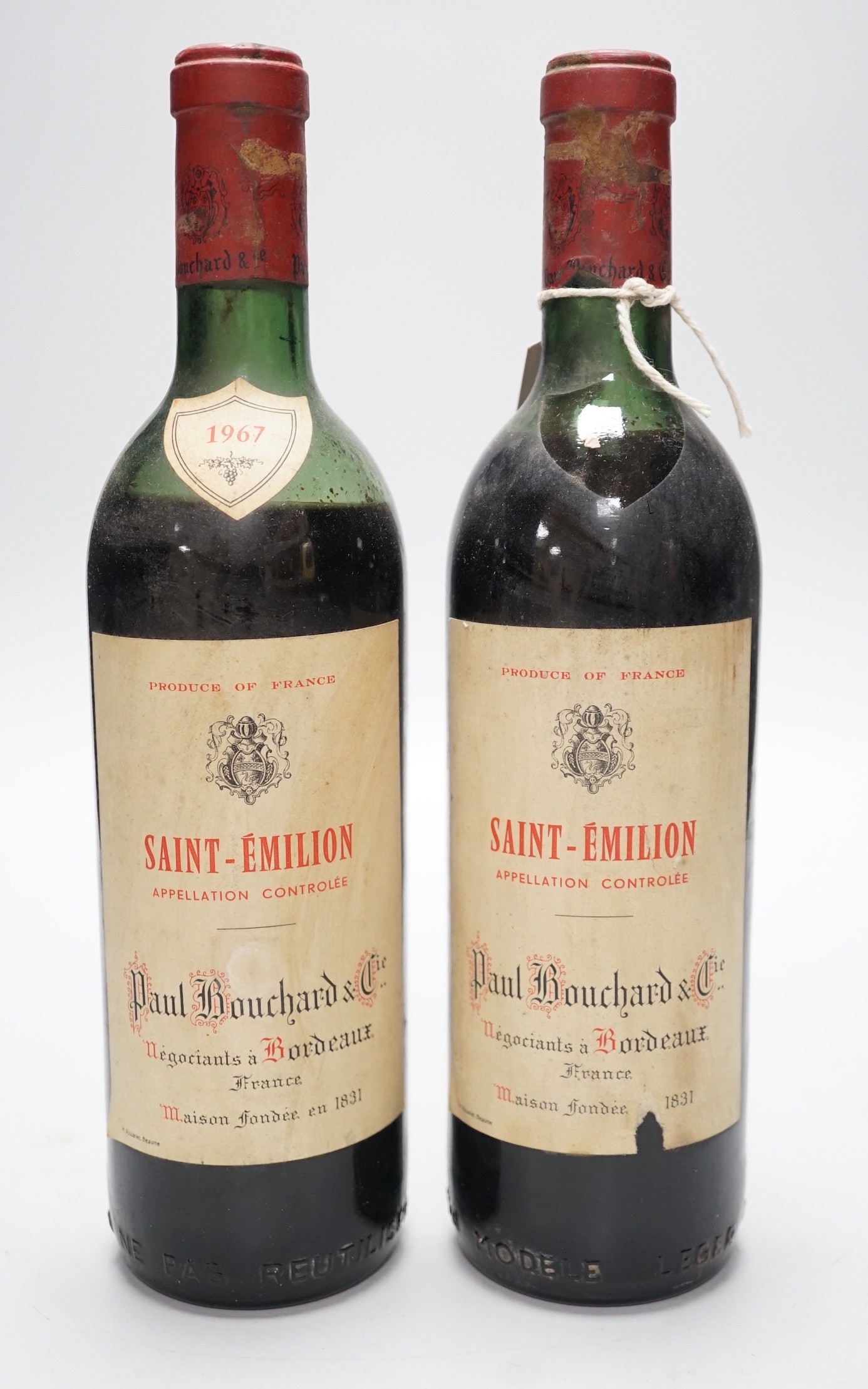 Two bottles of 1967 St Emilion